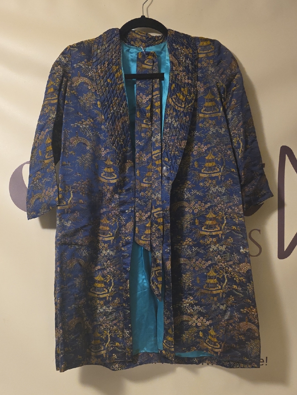 Blue & Gold Brocade Women's Coat